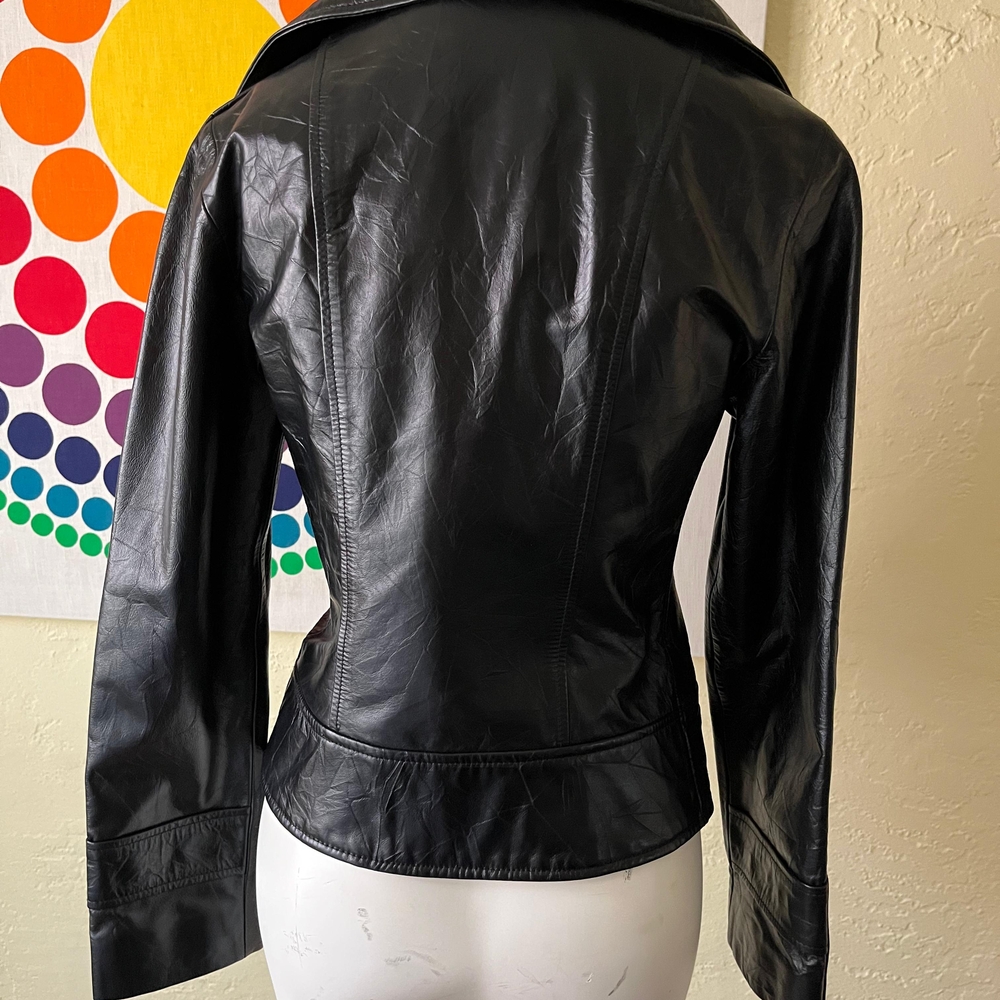 RARE FIND! Vintage Guess Black Double-Breasted Leather Jacket - Picture 5 of 7